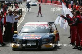 10.06.2007 Fawkham, England,  Martin Tomczyk (GER), Audi Sport Team Abt Sportsline, Audi A4 DTM, coming into parc ferme - DTM 2007 at Brands Hatch
