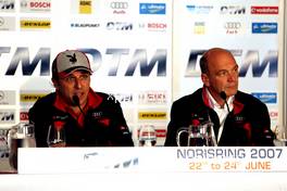 22.06.2007 Nürnberg, Germany,  Christian Abt (GER), Audi Sport Team Phoenix, Portrait (left), announces his retirement from the DTM during a press conference at the Norisring, Right: Dr. Wolfgang Ullrich (GER), Audi's Head of Sport - DTM 2007 at Norisring