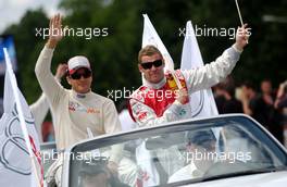 24.06.2007 Nürnberg, Germany,  (left) Timo Scheider (GER), Audi Sport Team Abt Sportsline, Audi A4 DTM and (right) Tom Kristensen (DNK), Audi Sport Team Abt Sportsline, Audi A4 DTM during the parade of the drivers. - DTM 2007 at Norisring