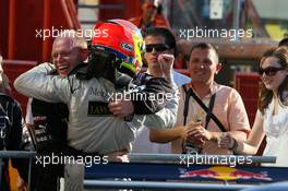 15.07.2007 Scarperia, Italy,  Paul di Resta (GBR), Persson Motorsport AMG Mercedes, AMG Mercedes C-Klasse, happy with his 3rd place - DTM 2007 at Autodromo Internazionale del Mugello