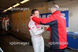 28.07.2007 Zandvoort, The Netherlands,  Timo Scheider (GER), Audi Sport Team Abt Sportsline, Audi A4 DTM gets the poleposition at DTM Zandvoort. The happy driver received many congratulations on his poleposition. Here Dr. Wolfgang Ullrich (GER), Audi's Head of Sport gives him a hand. - DTM 2007 at Circuit Park Zandvoort