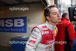 28.07.2007 Zandvoort, The Netherlands,  Timo Scheider (GER), Audi Sport Team Abt Sportsline, Audi A4 DTM gets the poleposition at DTM Zandvoort. The happy driver received many congratulations on his poleposition. He kisses the live television camera. - DTM 2007 at Circuit Park Zandvoort