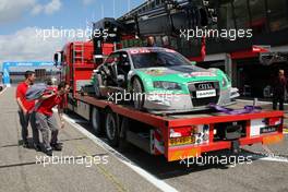 28.07.2007 Zandvoort, The Netherlands,  Vanina Ickx (BEL), TME, Audi A4 DTM skidded of the track at the Scheivlak corner in the gravel and flipped round 1 time. Here the beaten up car is being brought back in the pitlane. - DTM 2007 at Circuit Park Zandvoort