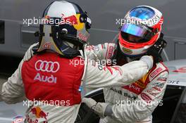 29.07.2007 Zandvoort, The Netherlands,  Race winner Martin Tomczyk (GER), Audi Sport Team Abt Sportsline, congratulates Alexandre Premat (FRA), Audi Sport Team Phoenix (2nd, right), who let him pass just before the finish, to score maximum points for the championship - DTM 2007 at Circuit Park Zandvoort