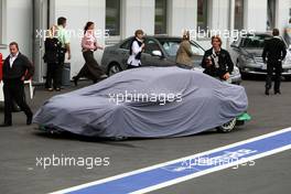 02.09.2007 Nürburg, Germany,  The car of Marcus Winkelhock (GER), TME, Audi A4 DTM in the pitlane after crash at the start. - DTM 2007 at Nürburgring