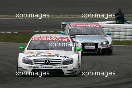 02.09.2007 Nürburg, Germany,  Jamie Green (GBR), Team HWA AMG Mercedes, AMG Mercedes C-Klasse, leads Tom Kristensen (DNK), Audi Sport Team Abt Sportsline, Audi A4 DTM - DTM 2007 at Nürburgring