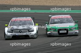 02.09.2007 Nürburg, Germany,  Bernd Schneider (GER), Team HWA AMG Mercedes, AMG Mercedes C-Klasse, overtakes Vanina Ickx (BEL), TME, Audi A4 DTM - DTM 2007 at Nürburgring