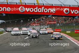 02.09.2007 Nürburg, Germany,  Start of the race, with Martin Tomczyk (GER), Audi Sport Team Abt Sportsline, Audi A4 DTM, leading - DTM 2007 at Nürburgring