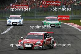 02.09.2007 Nürburg, Germany,  Mike Rockenfeller (GER), Audi Sport Team Rosberg, Audi A4 DTM, leads Vanina Ickx (BEL), TME, Audi A4 DTM and Lucas Luhr (GER), Audi Sport Team Rosberg, Audi A4 DTM - DTM 2007 at Nürburgring