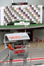 21.09.2007 Barcelona, Spain,  The empty podium. In front one of the stands for the trackmarshals. - DTM 2007 at Circuit de Catalunya