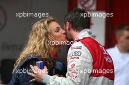 22.09.2007 Barcelona, Spain,  Christina Surer (SUI), congratulates Martin Tomczyk (GER), Audi Sport Team Abt Sportsline, Portrait, with his pole position - DTM 2007 at Circuit de Catalunya