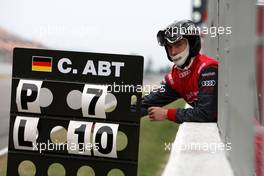 23.09.2007 Barcelona, Spain,  Pitwall board of Christian Abt (GER), Audi Sport Team Phoenix, Audi A4 DTM - DTM 2007 at Circuit de Catalunya