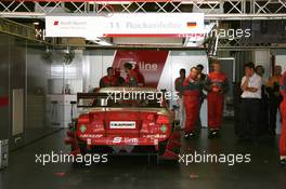 23.09.2007 Barcelona, Spain,  Car of Mike Rockenfeller (GER), Audi Sport Team Rosberg, Audi A4 DTM, in the pitbox after Audi withdrawed all cars from the race - DTM 2007 at Circuit de Catalunya