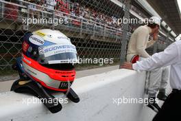 23.09.2007 Barcelona, Spain,  Some of the Audi drivers commemorated the Scottish Rally Driver Colin McRae who died in a helicoptercrash last week. They put the name and the flag of the Scot on their helmets. This is the helmet of Marcus Winkelhock (GER), TME, Audi A4 DTM - DTM 2007 at Circuit de Catalunya