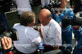 23.09.2007 Barcelona, Spain,  Dr. Wolfgang Ullrich (GER), Audi's Head of Sport, comes to talk with Norbert Haug (GER), Sporting Director Mercedes-Benz, after withdrawing all Audi cars from the race - DTM 2007 at Circuit de Catalunya