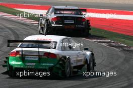 23.09.2007 Barcelona, Spain,  Christian Abt (GER), Audi Sport Team Phoenix, Audi A4 DTM, leads Marcus Winkelhock (GER), TME, Audi A4 DTM - DTM 2007 at Circuit de Catalunya