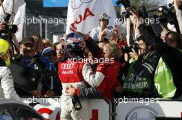 14.10.2007 Hockenheim, Germany,  Mattias Ekström (SWE), Audi Sport Team Abt Sportsline, Audi A4 DTM being congratulated and cheered at by the Audi team. - DTM 2007 at Hockenheimring