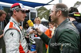 16.03.2007 Melbourne, Australia,  Adrian Sutil (GER), Spyker F1 Team, interviewed by Kai Ebel (GER), RTL Television - Formula 1 World Championship, Rd 1, Australian Grand Prix, Friday