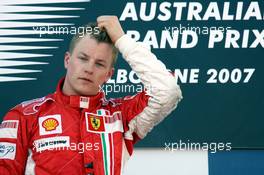 18.03.2007 Melbourne, Australia,  Kimi Raikkonen (FIN), Räikkönen, Scuderia Ferrari - Formula 1 World Championship, Rd 1, Australian Grand Prix, Sunday Podium