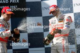 18.03.2007 Melbourne, Australia,  3rd, Lewis Hamilton (GBR), McLaren Mercedes and 2nd, Fernando Alonso (ESP), McLaren Mercedes - Formula 1 World Championship, Rd 1, Australian Grand Prix, Sunday Podium