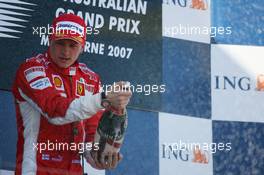 18.03.2007 Melbourne, Australia,  1st place Kimi Raikkonen (FIN), Räikkönen, Scuderia Ferrari - Formula 1 World Championship, Rd 1, Australian Grand Prix, Sunday Podium