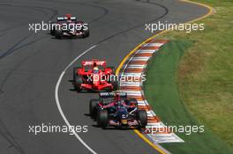 18.03.2007 Melbourne, Australia,  Scott Speed (USA), Scuderia Toro Rosso, STR02  leads Felipe Massa (BRA), Scuderia Ferrari, F2007 - Formula 1 World Championship, Rd 1, Australian Grand Prix, Sunday Race