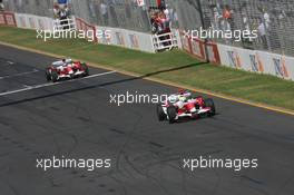 18.03.2007 Melbourne, Australia,  Ralf Schumacher (GER), Toyota Racing, TF107 and Jarno Trulli (ITA), Toyota Racing, TF107 - Formula 1 World Championship, Rd 1, Australian Grand Prix, Sunday Race
