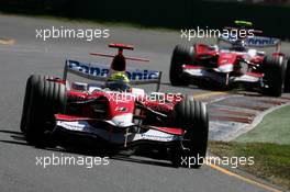 18.03.2007 Melbourne, Australia,  Ralf Schumacher (GER), Toyota Racing, Jarno Trulli (ITA), Toyota Racing - Formula 1 World Championship, Rd 1, Australian Grand Prix, Sunday Race