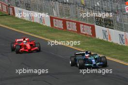 18.03.2007 Melbourne, Australia,  Rubens Barrichello (BRA), Honda Racing F1 Team and Felipe Massa (BRA), Scuderia Ferrari - Formula 1 World Championship, Rd 1, Australian Grand Prix, Sunday Race