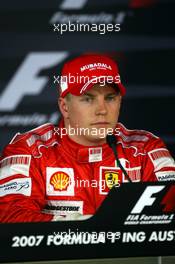 17.03.2007 Melbourne, Australia,  Kimi Raikkonen (FIN), Räikkönen, Scuderia Ferrari - Formula 1 World Championship, Rd 1, Australian Grand Prix, Saturday Press Conference
