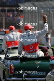 18.03.2007 Melbourne, Australia,  Drivers Parade, Lewis Hamilton (GBR), McLaren Mercedes - Formula 1 World Championship, Rd 1, Australian Grand Prix, Sunday