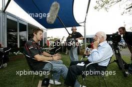 15.03.2007 Melbourne, Australia,  Jenson Button (GBR), Honda Racing F1 Team is Interviewed by Murray Walker (GBR) - Formula 1 World Championship, Rd 1, Australian Grand Prix, Thursday