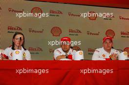 15.03.2007 Melbourne, Australia,  Lisa Lilley, Shell, Formula 1 Project Manager, Felipe Massa (BRA), Scuderia Ferrari and Kimi Raikkonen (FIN), Räikkönen, Scuderia Ferrari - Shell Press Conference, Australian Grand Prix, Thursday