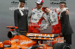 15.03.2007 Melbourne, Australia,  Adrian Sutil (GER), Spyker F1 Team, Christijan Albers (NED), Spyker F1 Team, Spyker F1 Team, Announce new title sponsor, Etihad Airways and Aldar - Formula 1 World Championship, Rd 1, Australian Grand Prix, Thursday