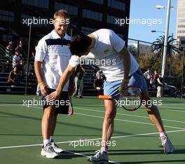 13.03.2007 Melbourne, Australia,  Rubens Barrichello (BRA), Honda Racing F1 Team and Mark Webber (AUS), Red Bull Racing - F1 Drivers, Charity Tennis match, Rd 1, Australian Grand Prix, Wednesday