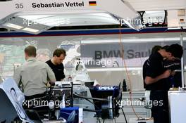 14.03.2007 Melbourne, Australia,  Sebastian Vettel (GER), Test Driver, BMW Sauber F1 Team, Pit Garage - Formula 1 World Championship, Rd 1, Australian Grand Prix, Wednesday