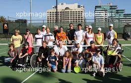 13.03.2007 Melbourne, Australia,  Nick Heidfeld (GER), BMW Sauber F1 Team, Rubens Barrichello (BRA), Honda Racing F1 Team, Christijan Albers (NED), Spyker F1 Team and Mark Webber (AUS), Red Bull Racing at the tennis match - F1 Drivers, Charity Tennis match, Rd 1, Australian Grand Prix, Wednesday