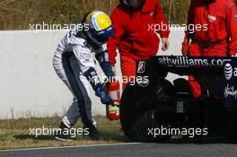 13.02.2007 Barcelona, Spain,  Nico Rosberg (GER), WilliamsF1 Team, FW29, stopped on track - Formula 1 Testing