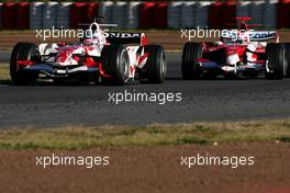 14.02.2007 Barcelona, Spain,  Takuma Sato (JPN), Super Aguri F1 Team , Franck Montagny (FRA), Test Driver, Toyota F1 Team - Formula 1 Testing