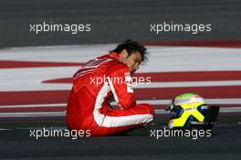14.02.2007 Barcelona, Spain,  Felipe Massa (BRA), Scuderia Ferrari stops on track - Formula 1 Testing