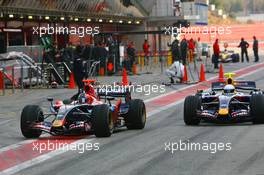 14.02.2007 Barcelona, Spain,  Vitantonio Liuzzi (ITA), Scuderia Toro Rosso, STR02 and Mark Webber (AUS), Red Bull Racing, RB3 - Formula 1 Testing