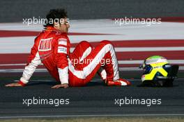 14.02.2007 Barcelona, Spain,  Felipe Massa (BRA), Scuderia Ferrari stops on track - Formula 1 Testing