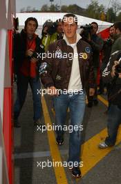 13.11.2007 Barcelona, Spain,  Michael Schumacher (GER), Test Driver, Scuderia Ferrari, F2007 arrives at the circuit to begin testing for Scuderia Ferrari - Formula 1 Testing, Barcelona