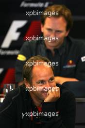 14.09.2007 Francorchamps, Belgium,  Gerhard Berger (AUT), Scuderia Toro Rosso, 50% Team Co Owner, Christian Horner (GBR), Red Bull Racing, Sporting Director - Formula 1 World Championship, Rd 14, Belgium Grand Prix, Friday Press Conference