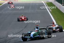 16.09.2007 Francorchamps, Belgium,  Jenson Button (GBR), Honda Racing F1 Team , Vitantonio Liuzzi (ITA), Scuderia Toro Rosso - Formula 1 World Championship, Rd 14, Belgium Grand Prix, Sunday Race