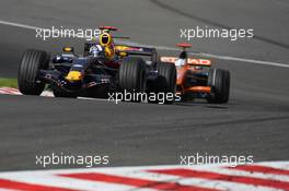 16.09.2007 Francorchamps, Belgium,  David Coulthard (GBR), Red Bull Racing, RB3 and Adrian Sutil (GER), Spyker F1 Team, F8-VII-B - Formula 1 World Championship, Rd 14, Belgium Grand Prix, Sunday Race
