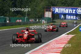 16.09.2007 Francorchamps, Belgium,  Kimi Raikkonen (FIN), Räikkönen, Scuderia Ferrari, F2007, Felipe Massa (BRA), Scuderia Ferrari, F2007 - Formula 1 World Championship, Rd 14, Belgium Grand Prix, Sunday Race