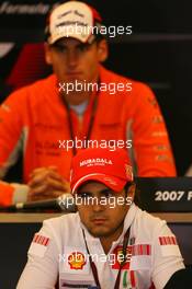 13.09.2007, Spa, Belgium,  Felipe Massa (BRA), Scuderia Ferrari, Adrian Sutil (GER), Spyker F1 Team - Formula 1 World Championship, Rd 14, Belgian Grand Prix, Thursday Press Conference