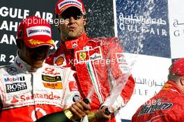 15.04.2007 Sakhir, Bahrain,  1st, Felipe Massa (BRA), Scuderia Ferrari, F2007, 2nd, Lewis Hamilton (GBR), McLaren Mercedes, MP4-22, 3rd, Kimi Raikkonen (FIN), Räikkönen, Scuderia Ferrari, F2007 - Formula 1 World Championship, Rd 3, Bahrain Grand Prix, Sunday Podium