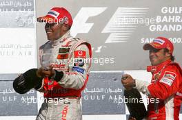 15.04.2007 Sakhir, Bahrain,  1st, Felipe Massa (BRA), Scuderia Ferrari, F2007, 2nd, Lewis Hamilton (GBR), McLaren Mercedes, MP4-22 - Formula 1 World Championship, Rd 3, Bahrain Grand Prix, Sunday Podium